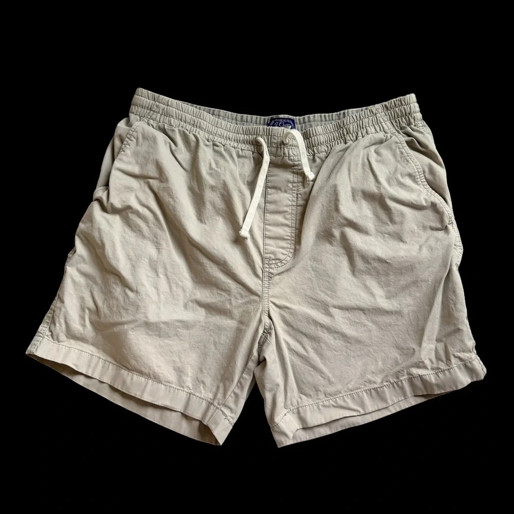 J.Crew Dock Shorts Khaki Tan Elastic Waist Stretch Cotton BE057 Size L